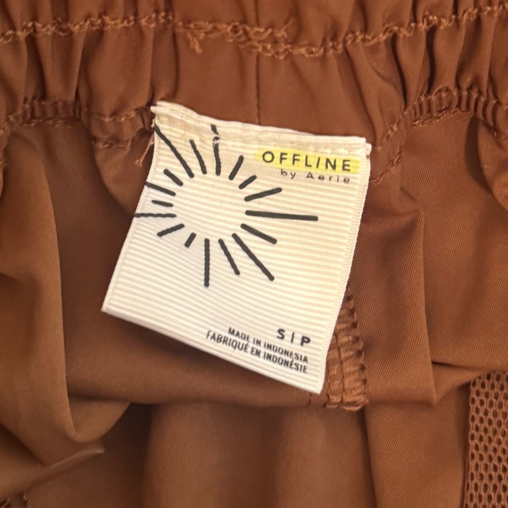 aerie Women's Brown Elastic Hem Wide-Leg Pants - Picture 4 of 6